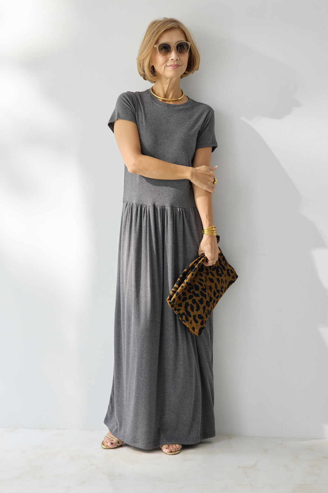 【2SET】ソフトデニムショートシャツ+ウエストギャザーカットワンピース