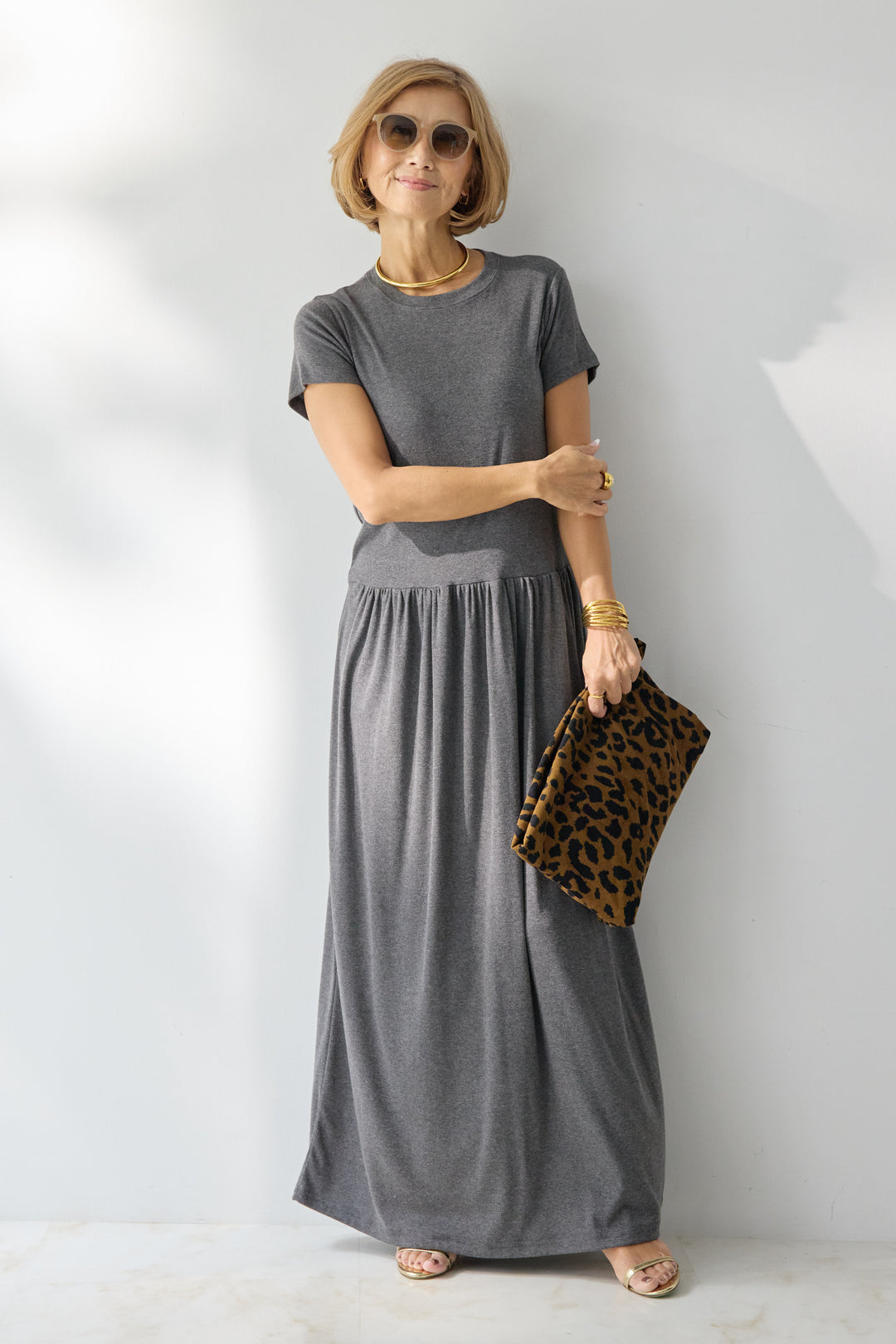 【2SET】ソフトデニムショートシャツ+ウエストギャザーカットワンピース