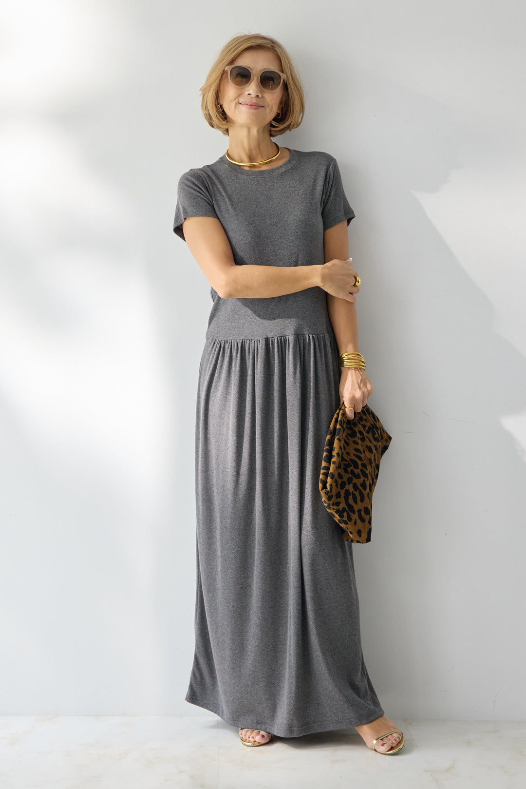 【2SET】ソフトデニムショートシャツ+ウエストギャザーカットワンピース