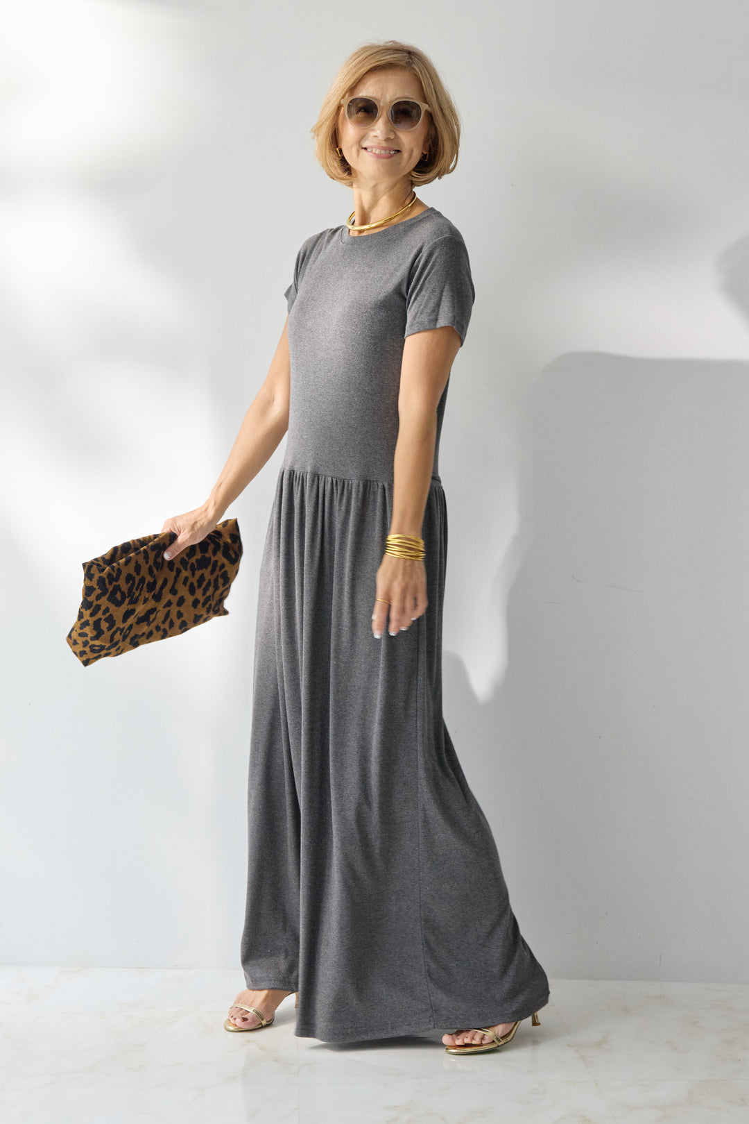 【2SET】ソフトデニムショートシャツ+ウエストギャザーカットワンピース