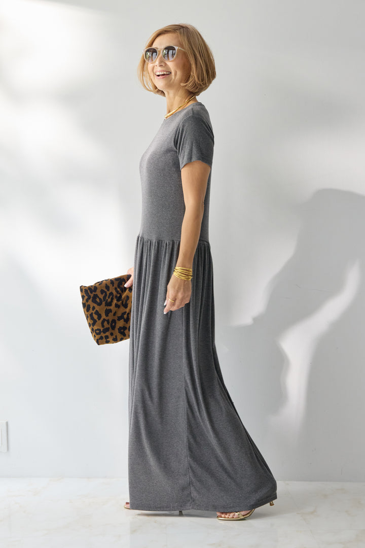 【2SET】ソフトデニムショートシャツ+ウエストギャザーカットワンピース