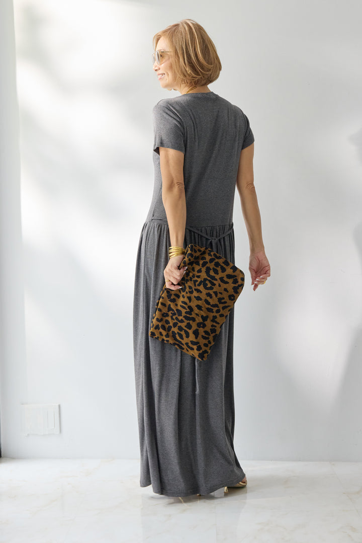 【2SET】ソフトデニムショートシャツ+ウエストギャザーカットワンピース