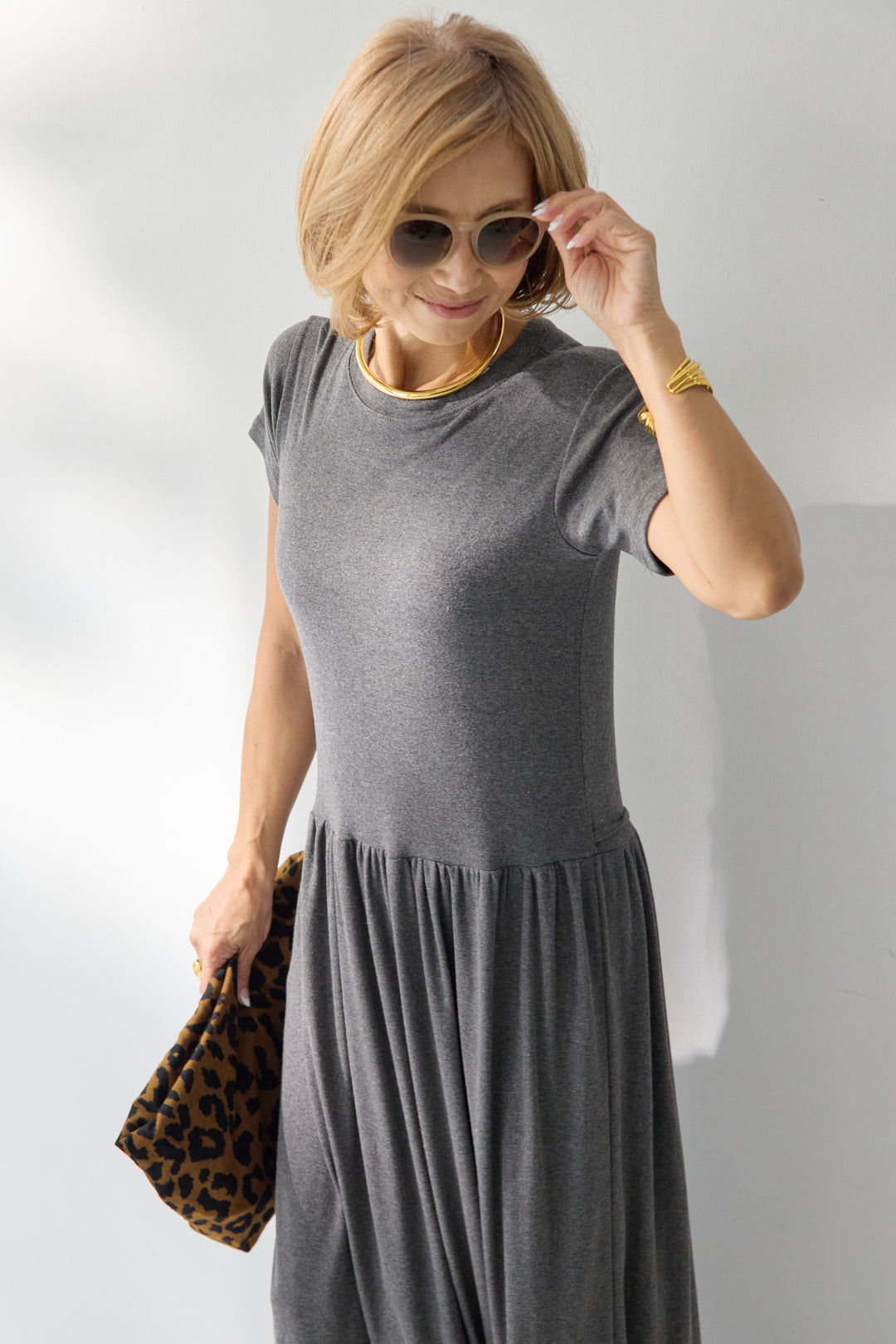 【2SET】ソフトデニムショートシャツ+ウエストギャザーカットワンピース