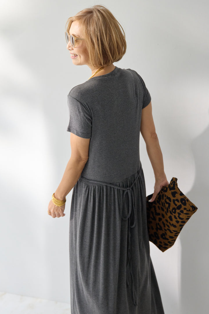 【2SET】ソフトデニムショートシャツ+ウエストギャザーカットワンピース