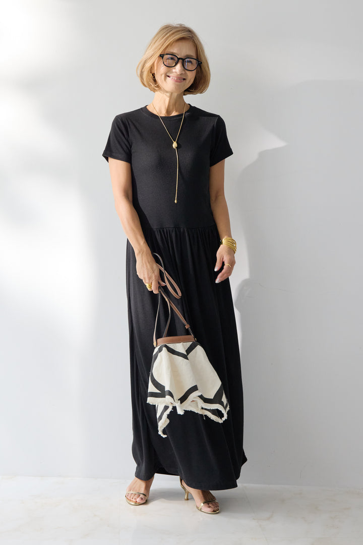 【2SET】ソフトデニムショートシャツ+ウエストギャザーカットワンピース