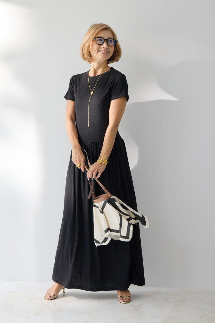 【2SET】ソフトデニムショートシャツ+ウエストギャザーカットワンピース