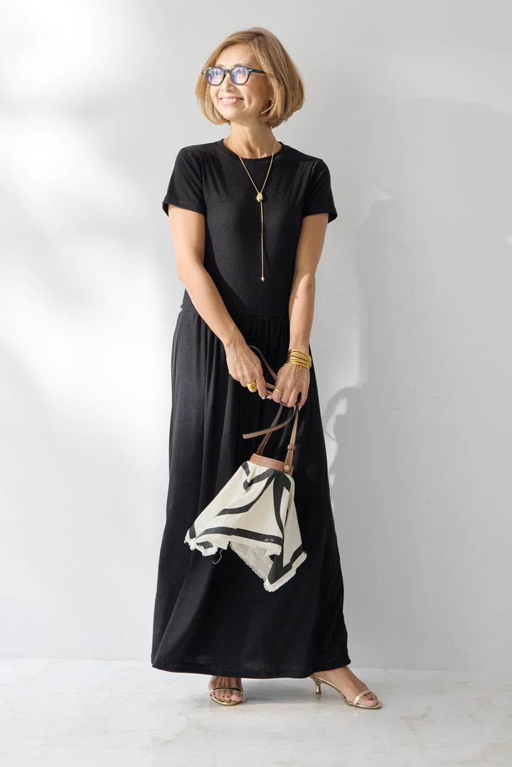 【2SET】ソフトデニムショートシャツ+ウエストギャザーカットワンピース