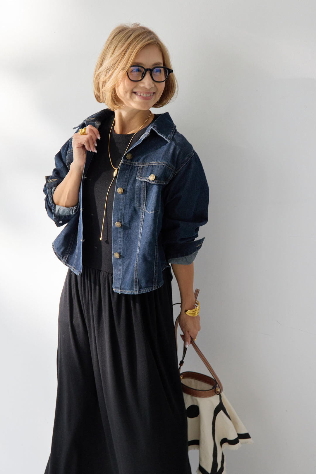 【2SET】ソフトデニムショートシャツ+ウエストギャザーカットワンピース