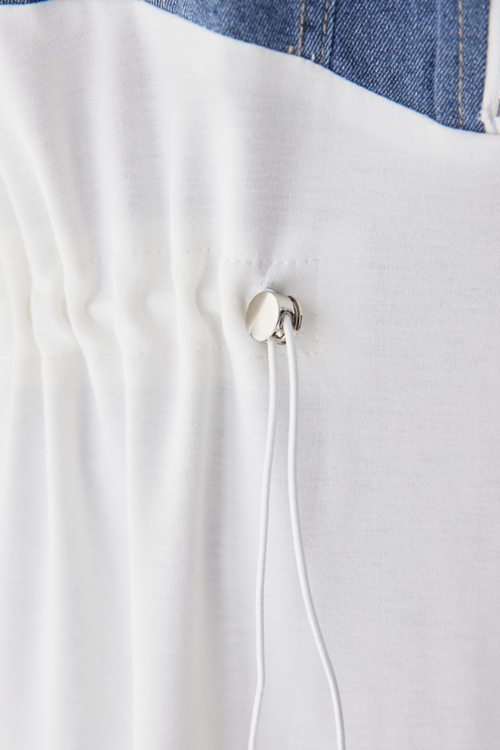 デニム切替スタンドジップワンピース