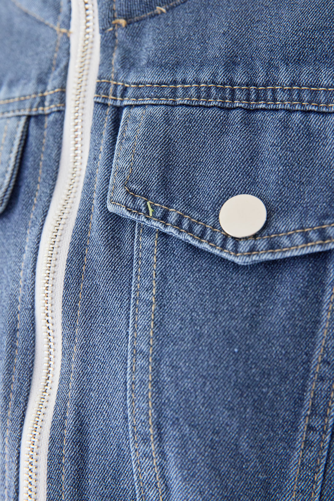 デニム切替スタンドジップワンピース