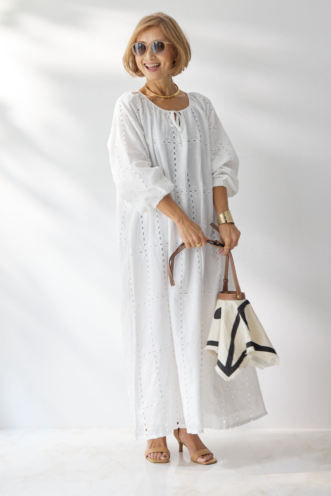 カットワークレース ロングワンピース