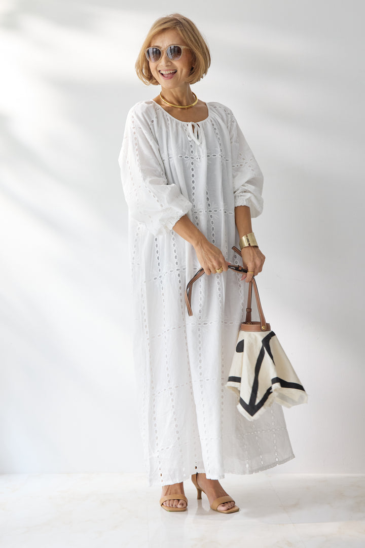 カットワークレース ロングワンピース