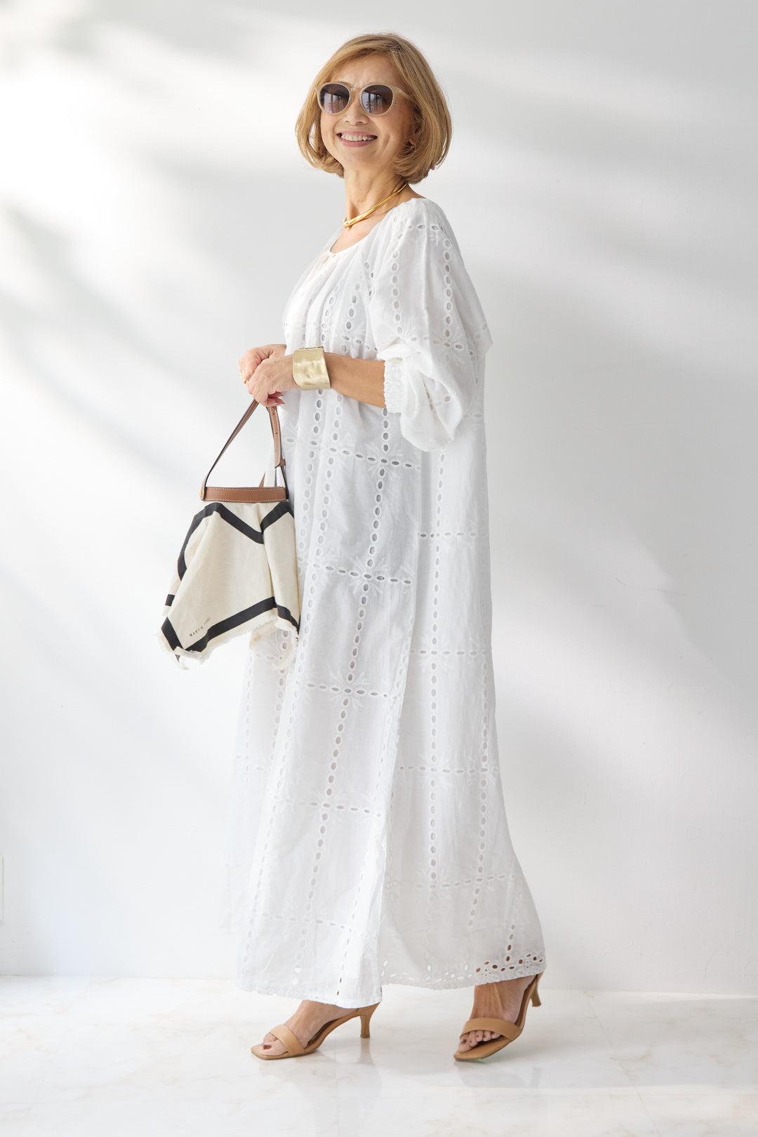 カットワークレース ロングワンピース