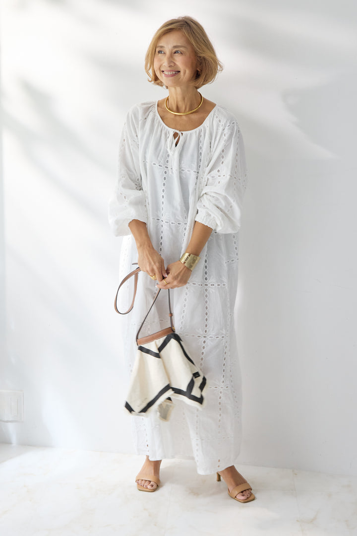 カットワークレース ロングワンピース