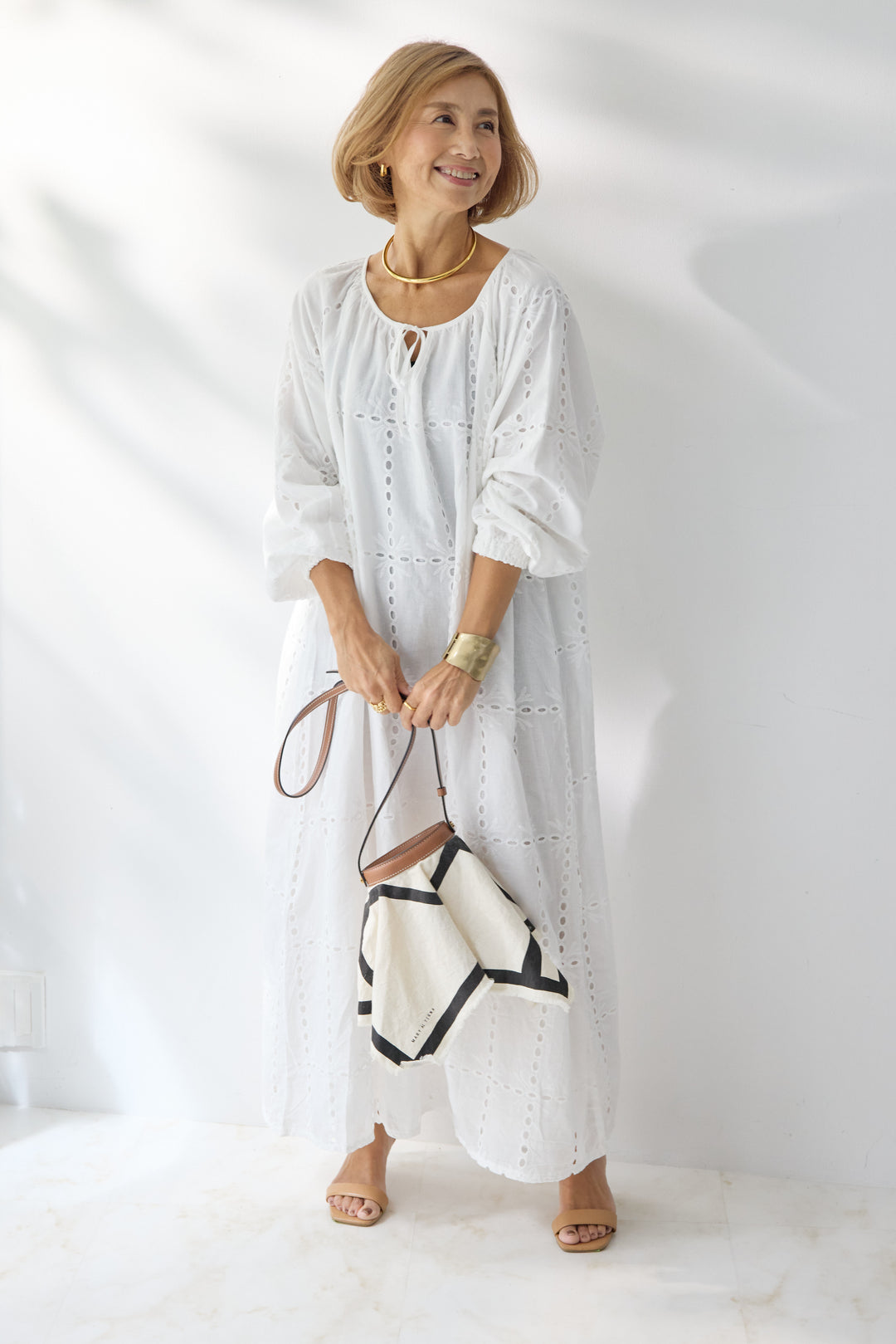 カットワークレース ロングワンピース