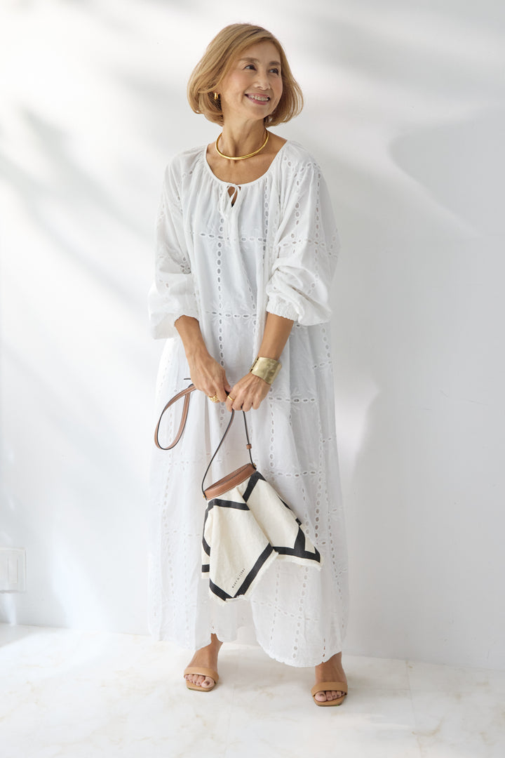 カットワークレース ロングワンピース