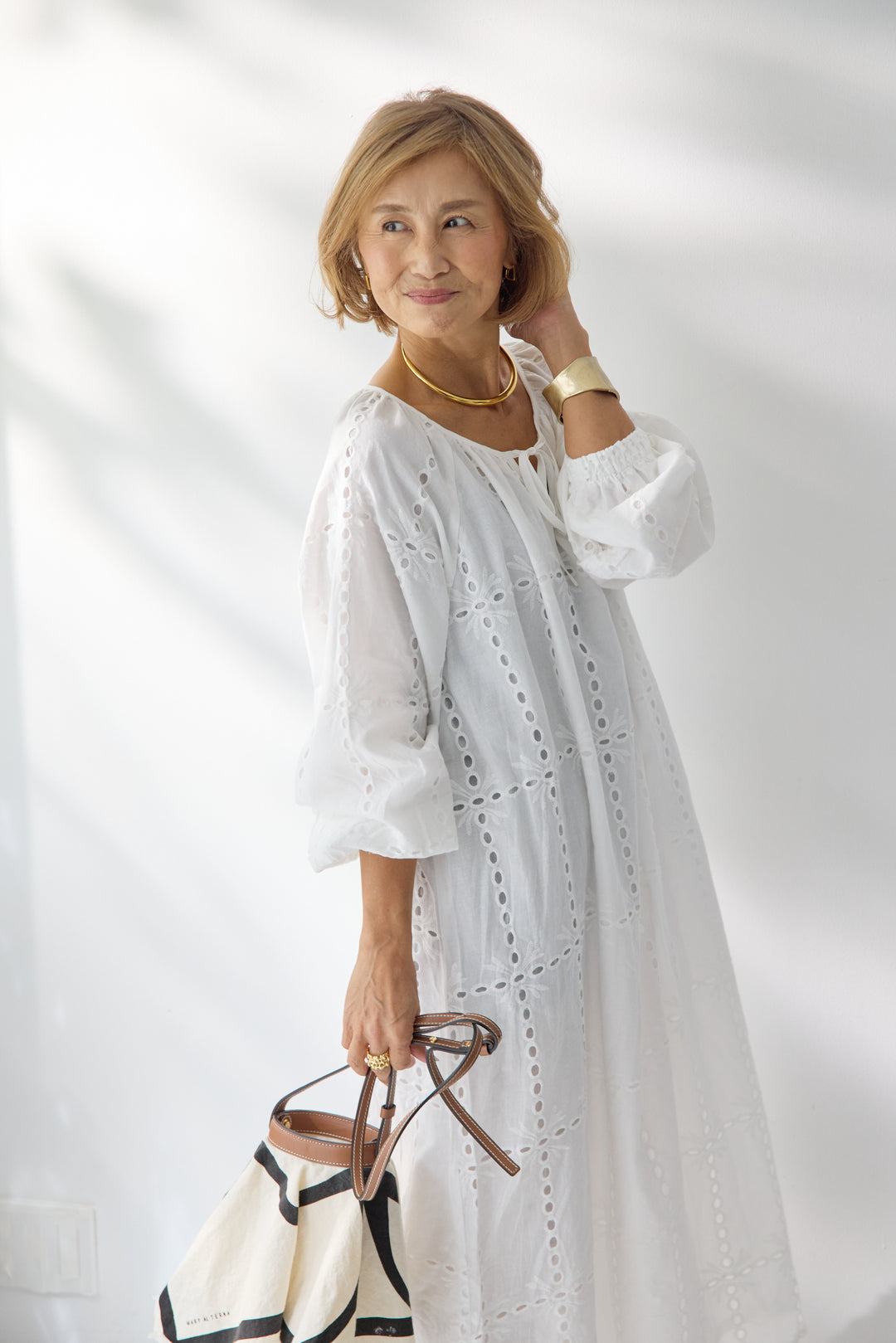 カットワークレース ロングワンピース