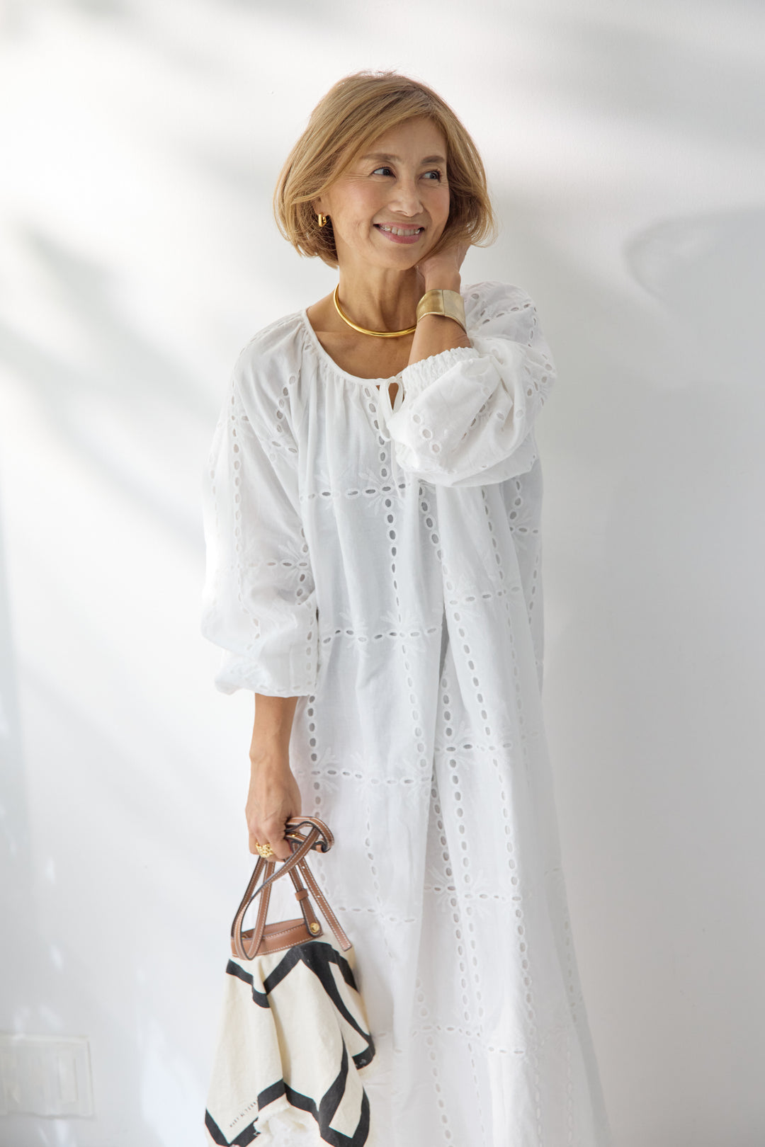 カットワークレース ロングワンピース