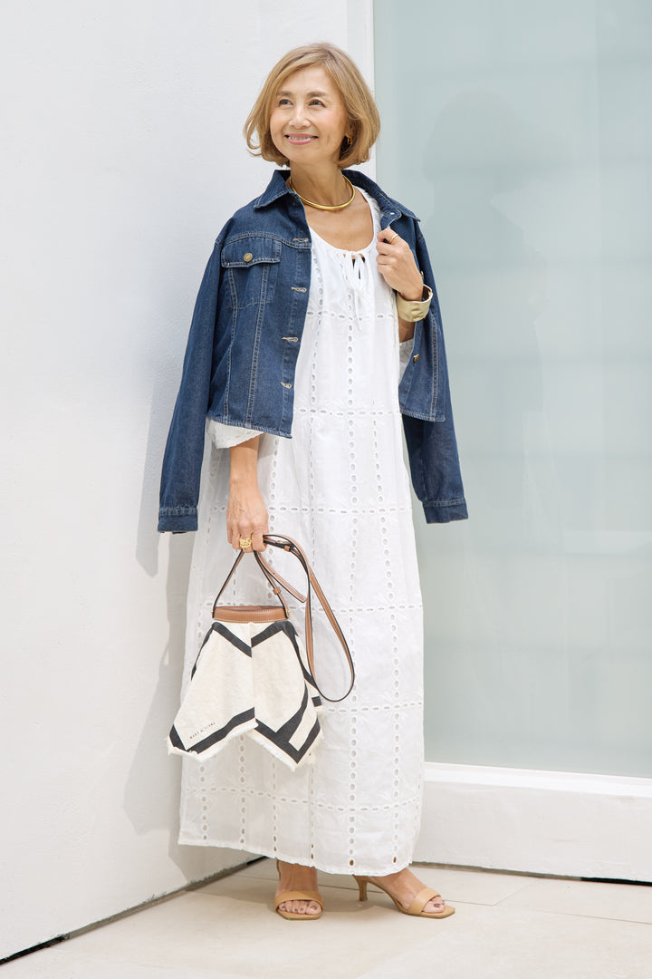 カットワークレース ロングワンピース