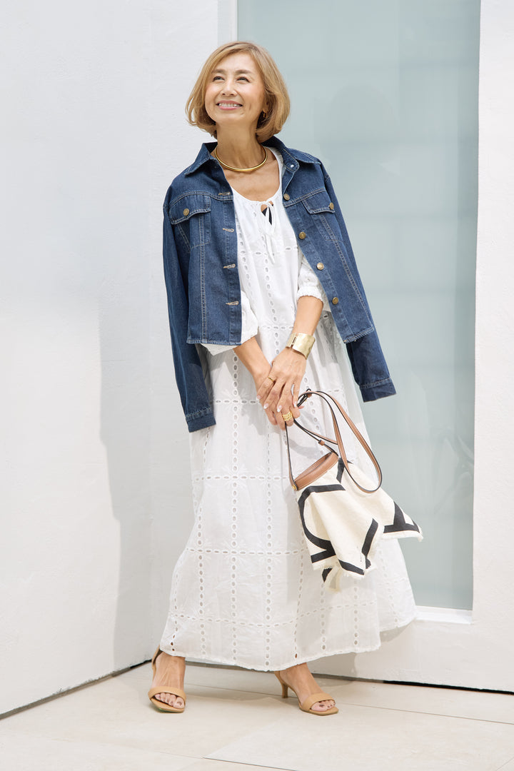 カットワークレース ロングワンピース