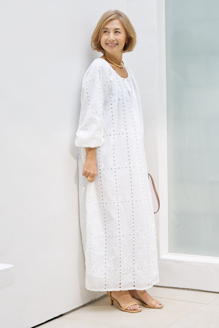 カットワークレース ロングワンピース