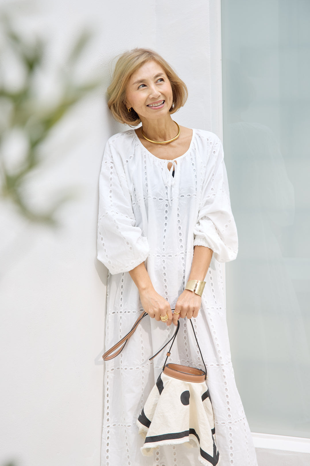 カットワークレース ロングワンピース