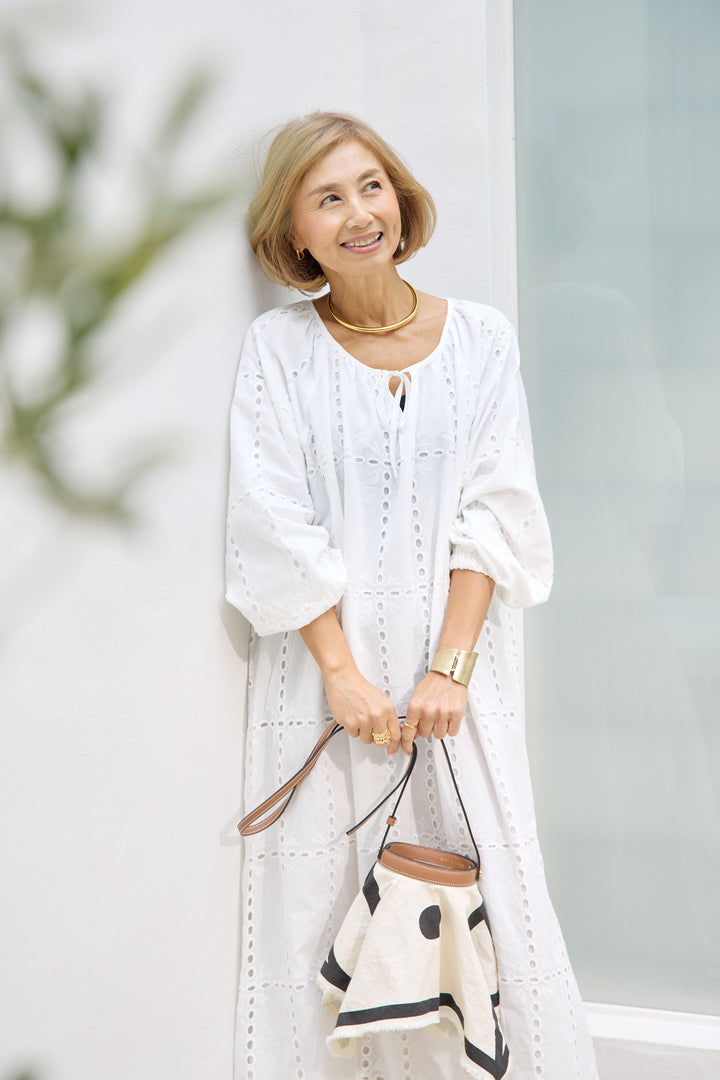 カットワークレース ロングワンピース