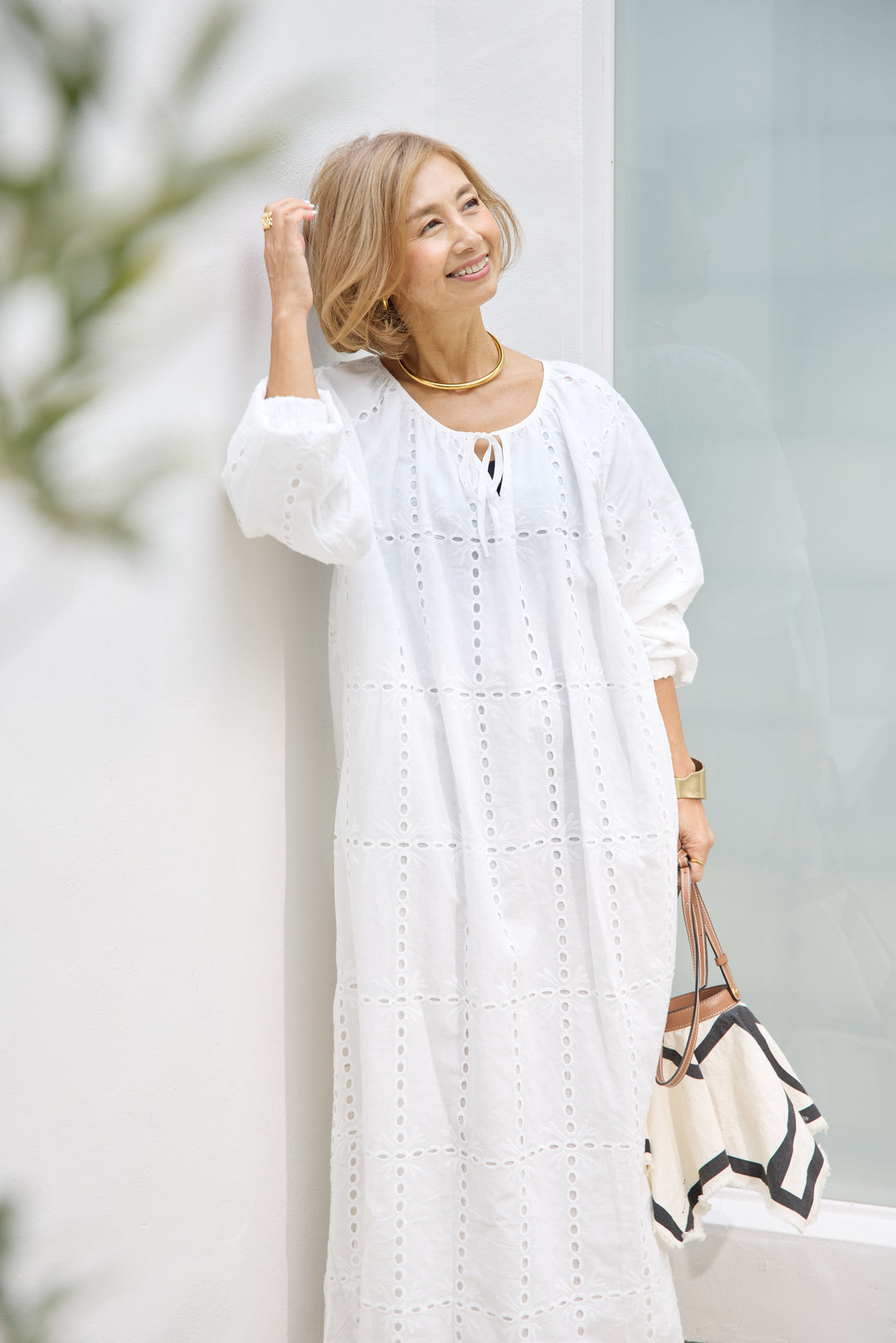 カットワークレース ロングワンピース