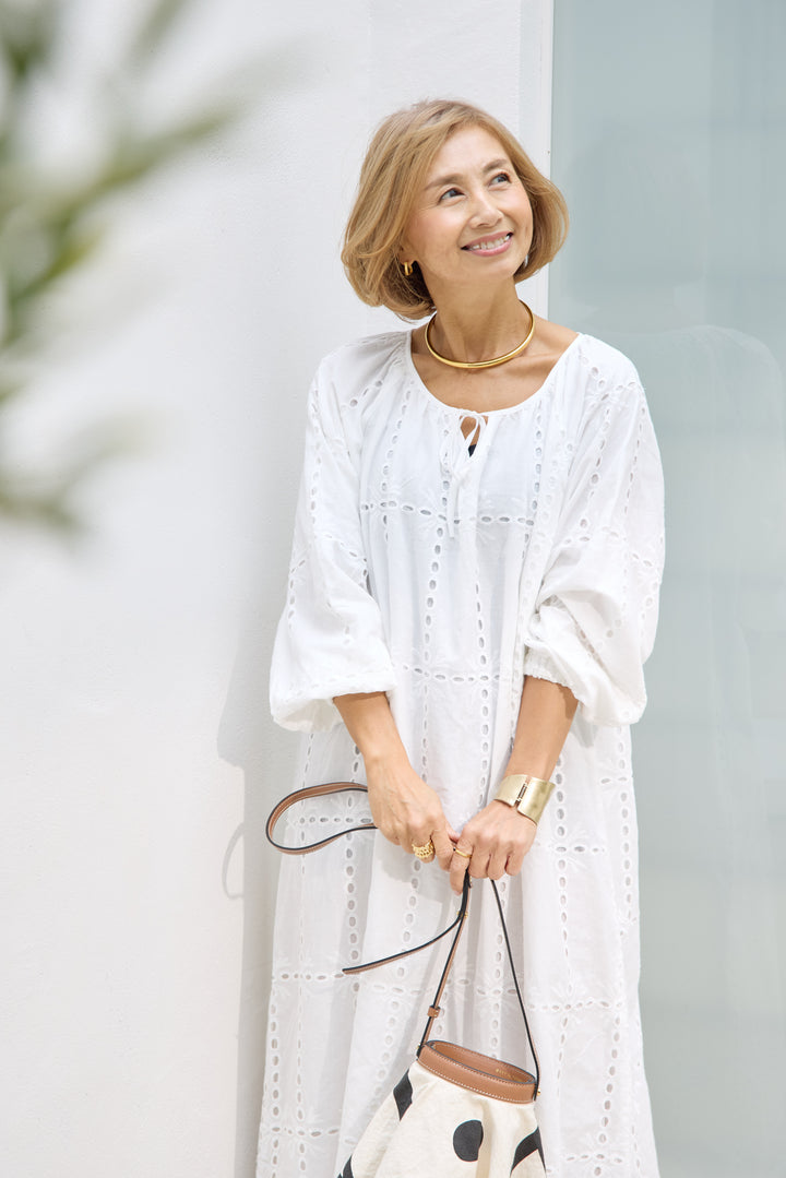 カットワークレース ロングワンピース