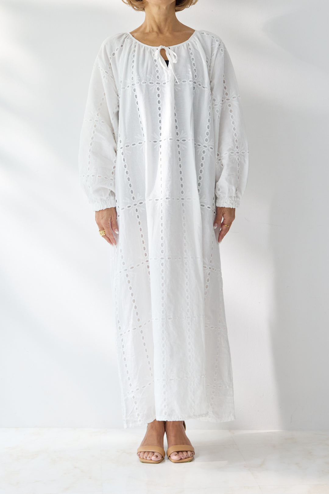 カットワークレース ロングワンピース