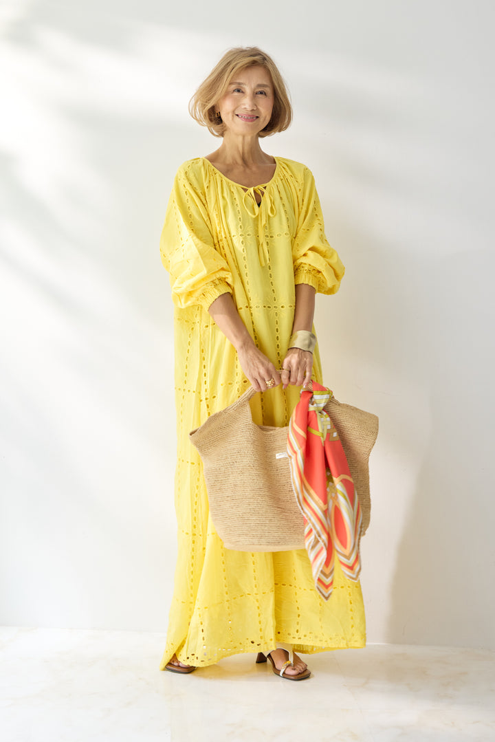 カットワークレース ロングワンピース