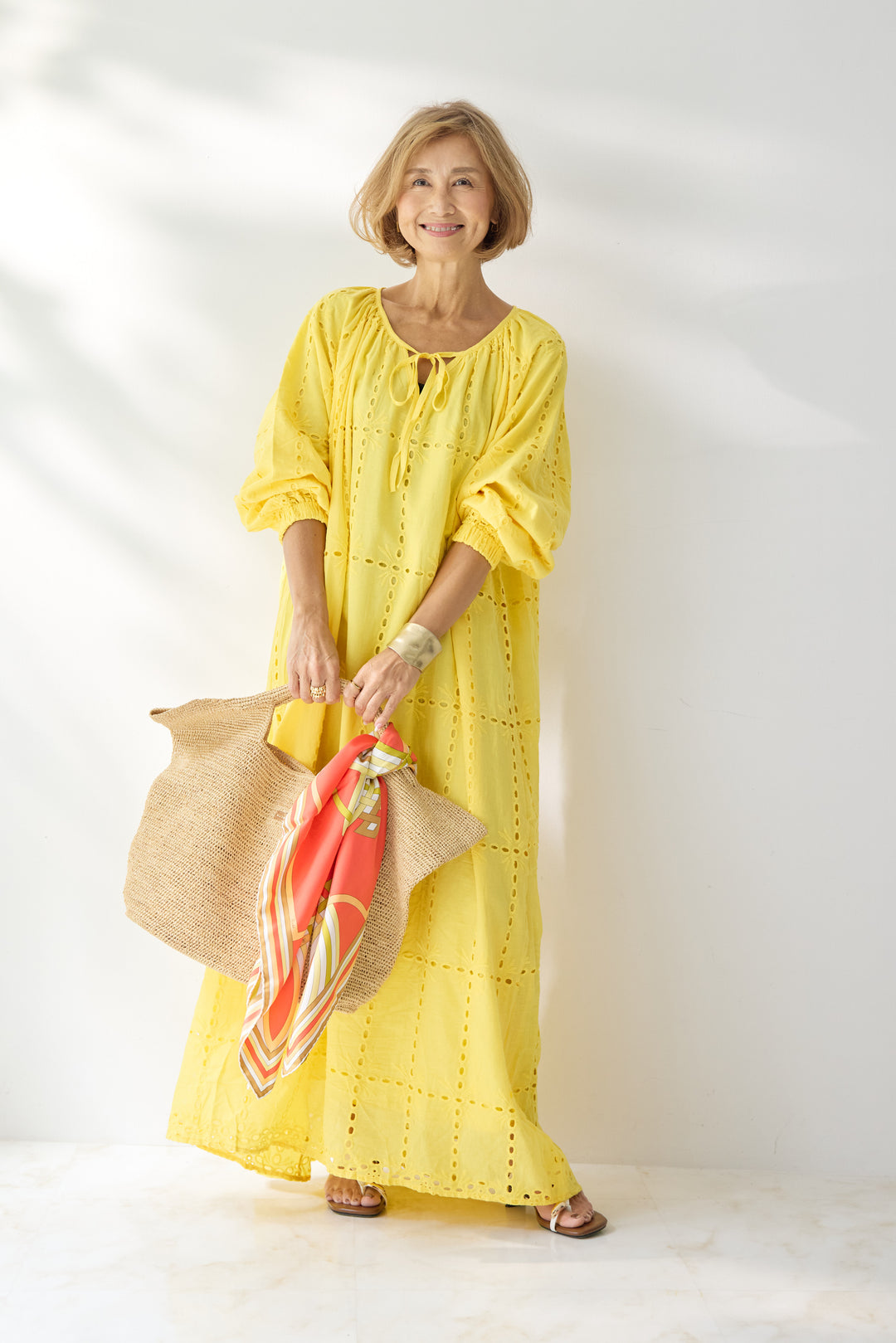 カットワークレース ロングワンピース