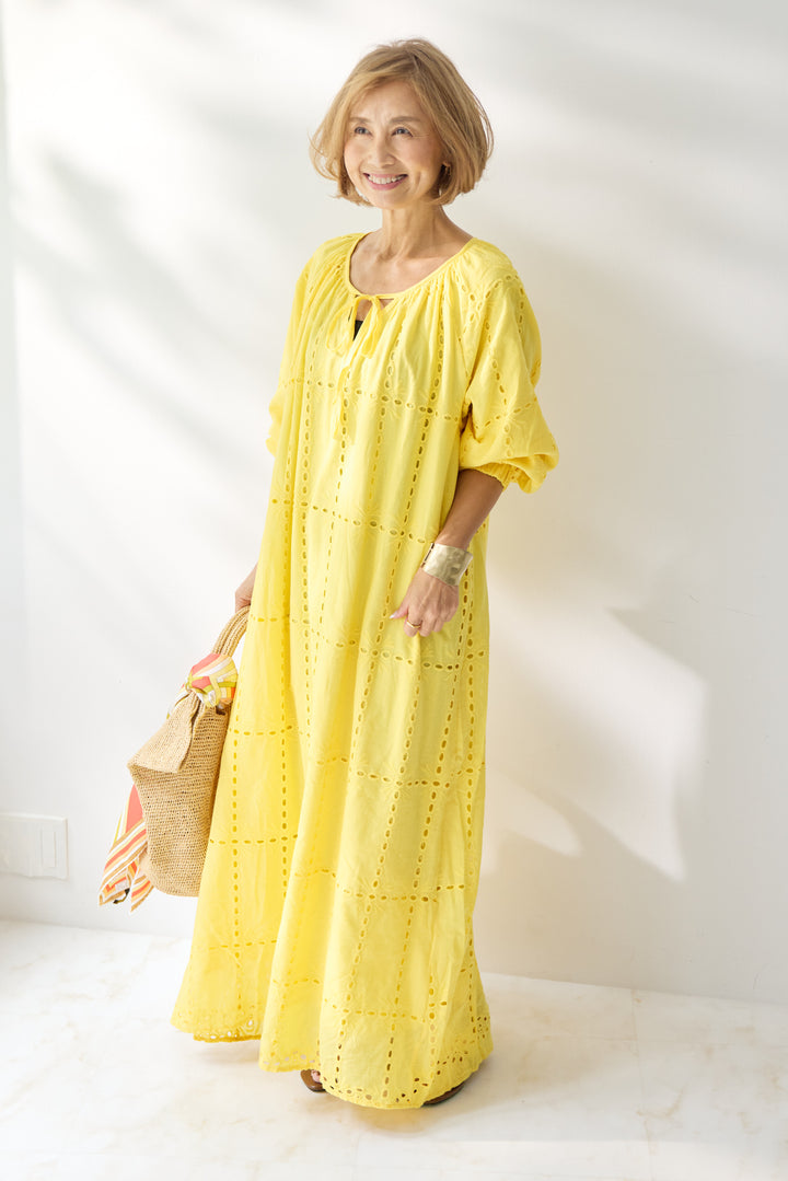 カットワークレース ロングワンピース