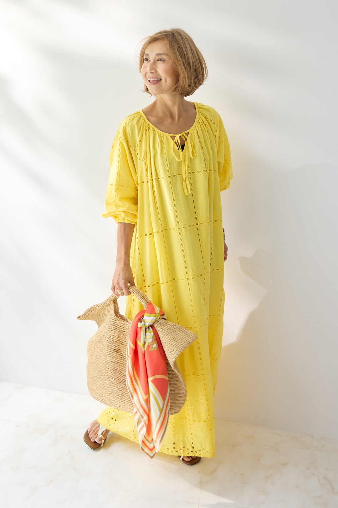 カットワークレース ロングワンピース