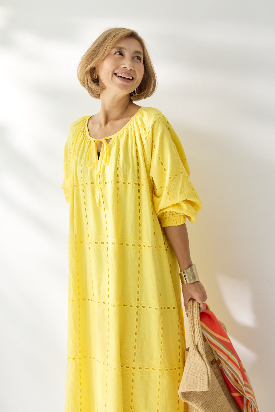 カットワークレース ロングワンピース