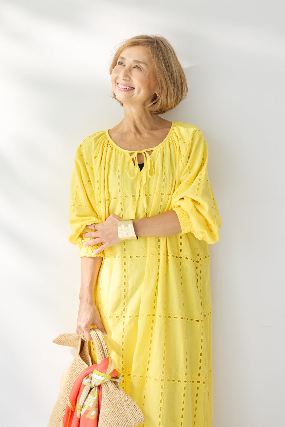 カットワークレース ロングワンピース