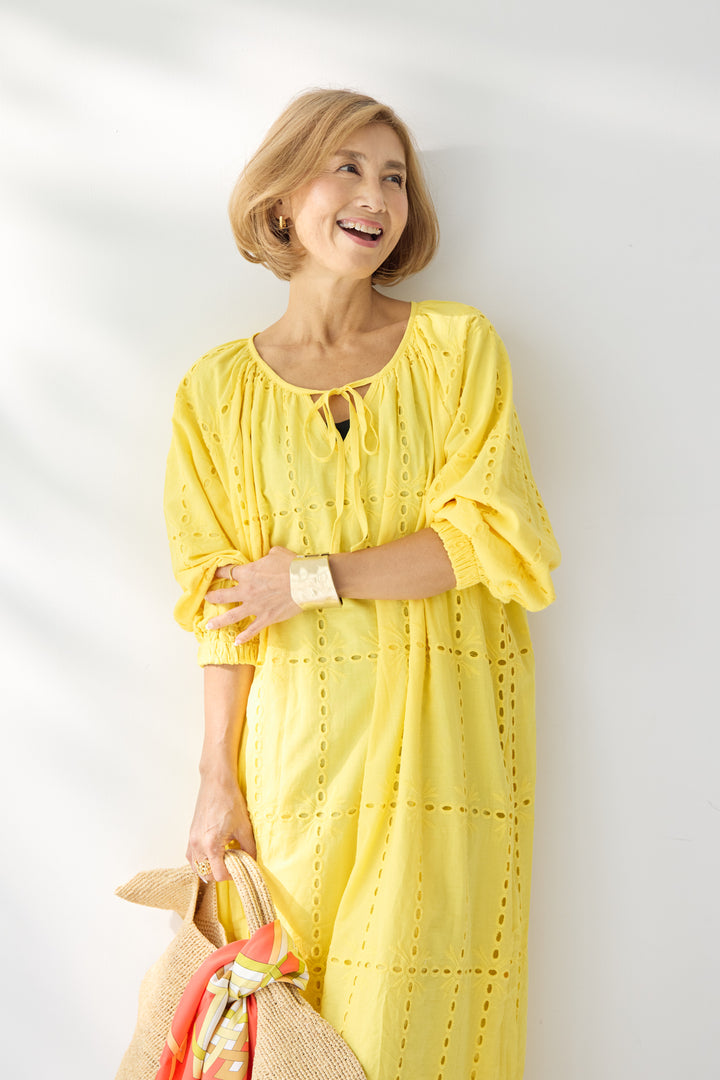 カットワークレース ロングワンピース