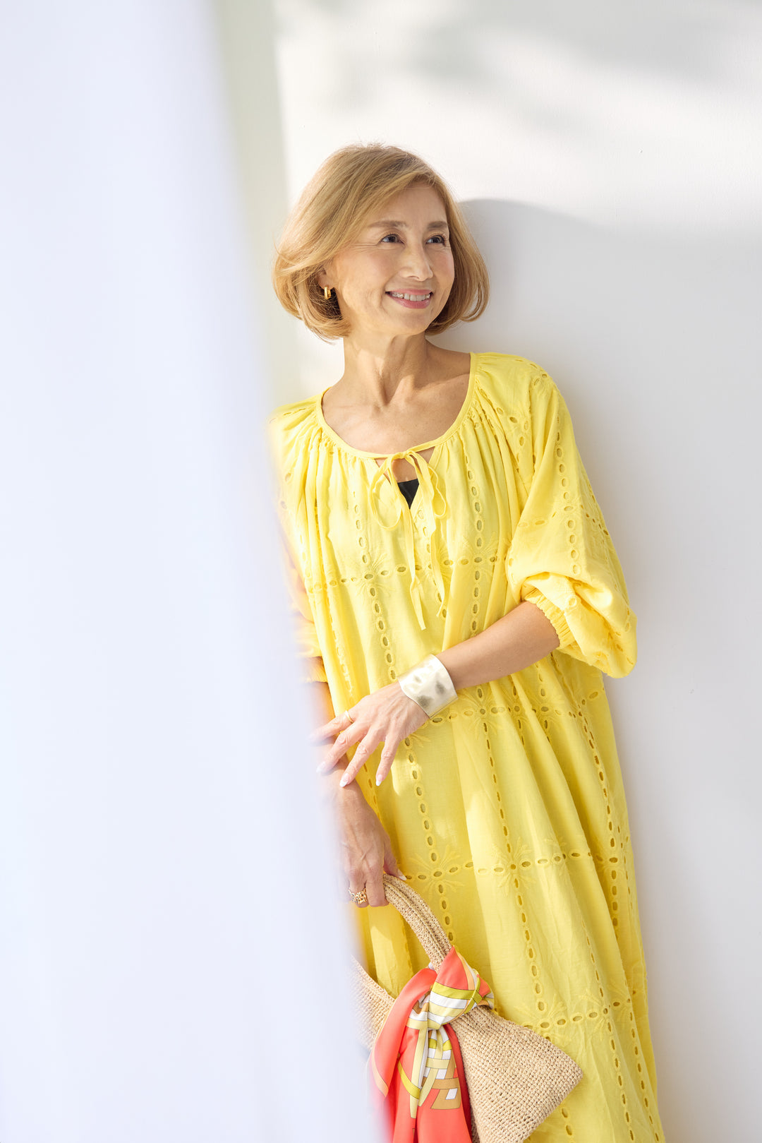 カットワークレース ロングワンピース