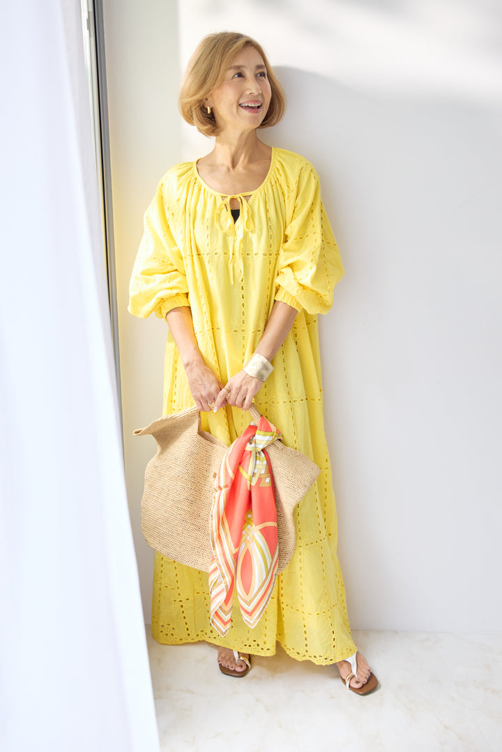 カットワークレース ロングワンピース