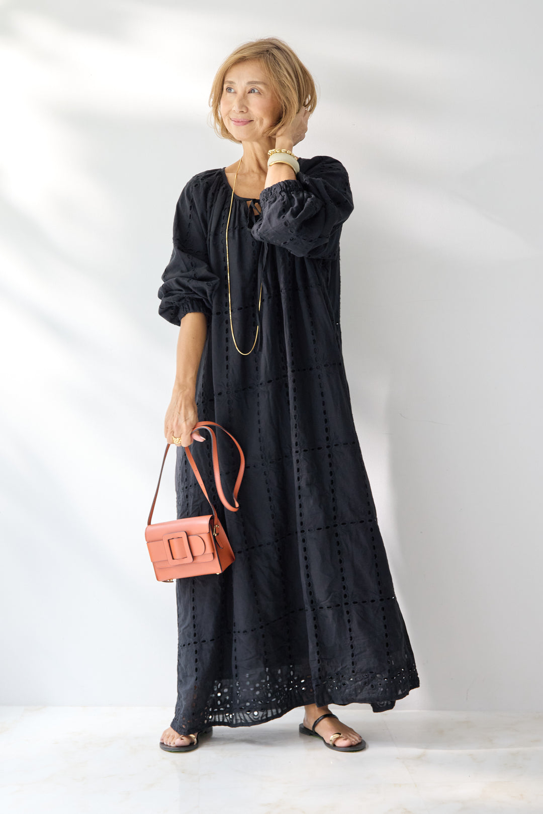 カットワークレース ロングワンピース