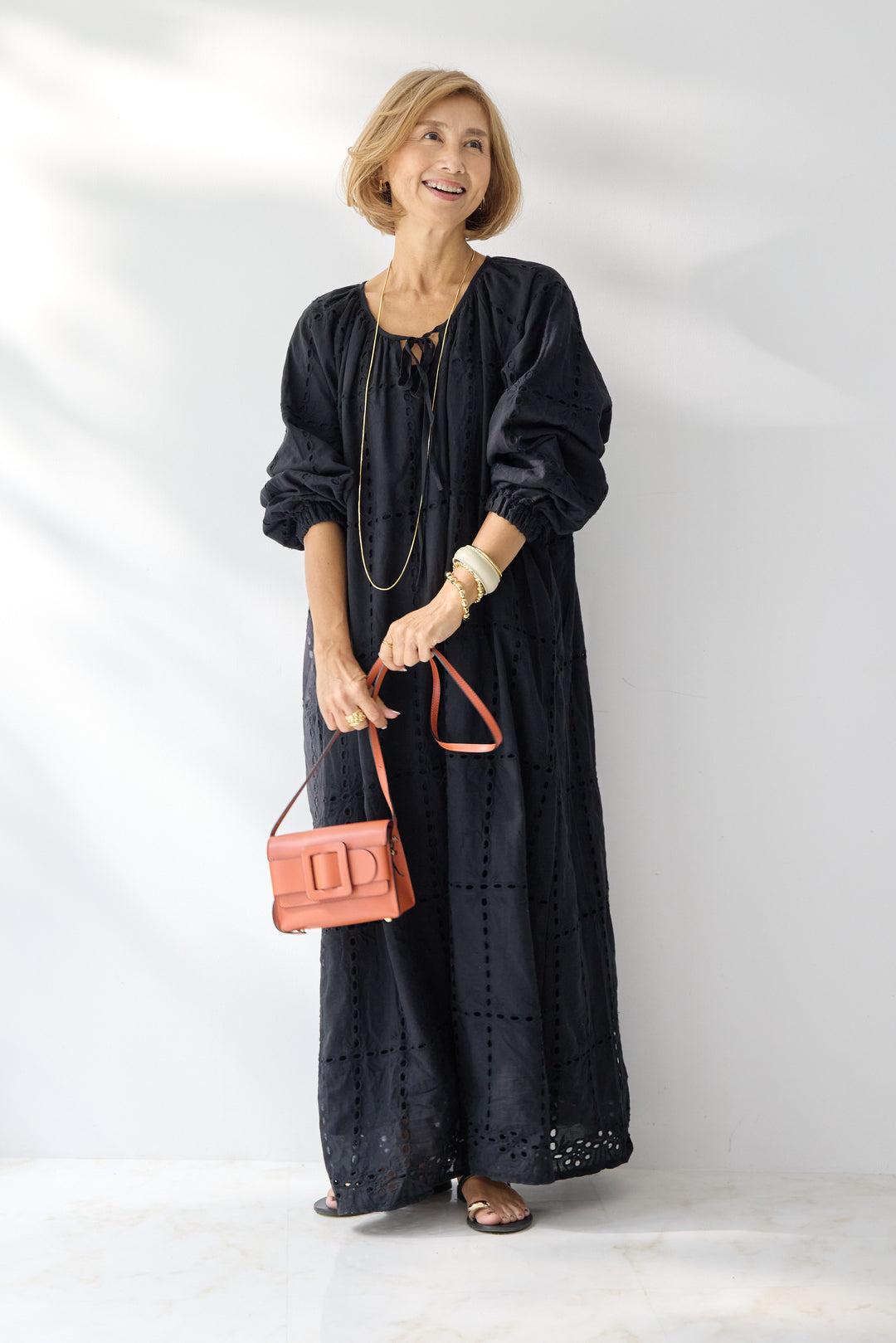 カットワークレース ロングワンピース