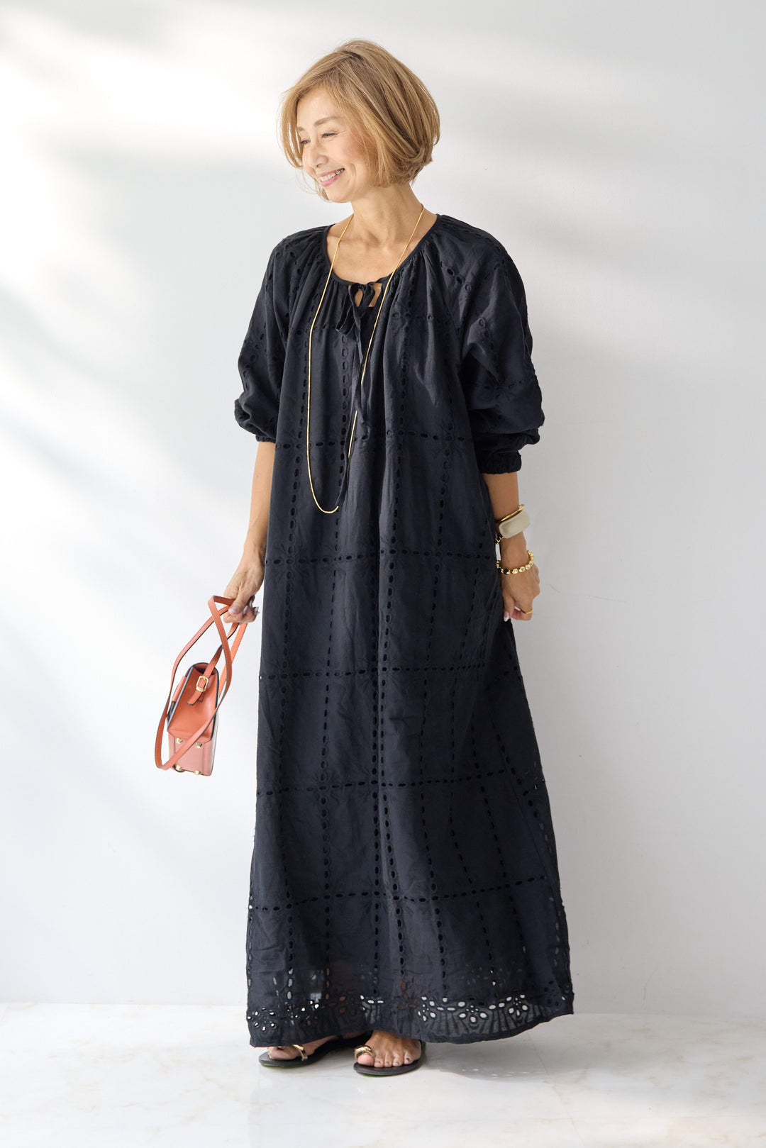 カットワークレース ロングワンピース