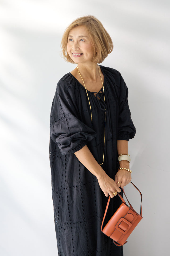 カットワークレース ロングワンピース