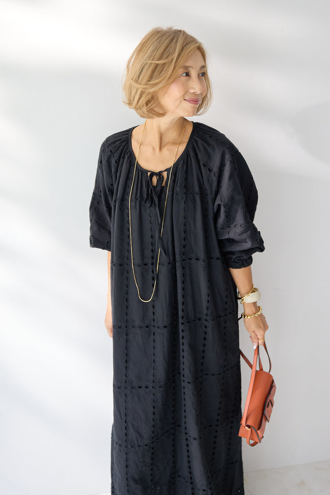 カットワークレース ロングワンピース