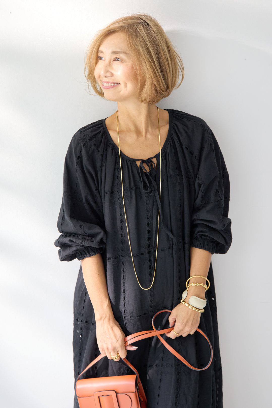 カットワークレース ロングワンピース