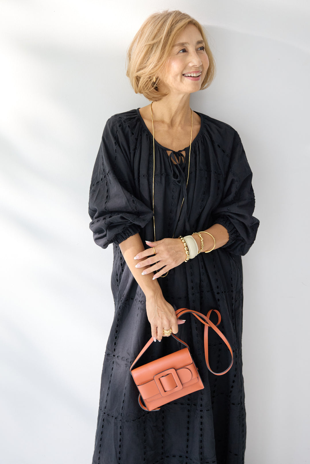 カットワークレース ロングワンピース