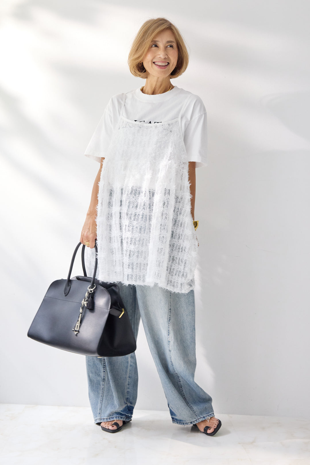 [SET]フェザーチュールキャミソール+ヴィンテージARIGATO Tシャツ(2set)