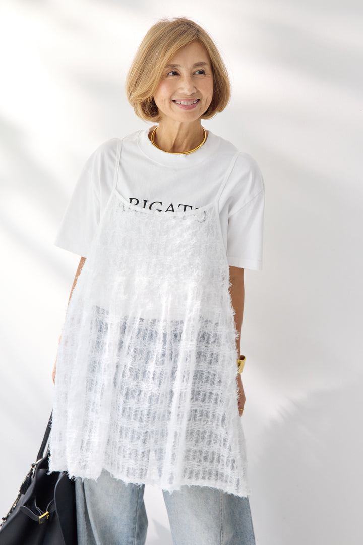 [SET]フェザーチュールキャミソール+ヴィンテージARIGATO Tシャツ(2set)
