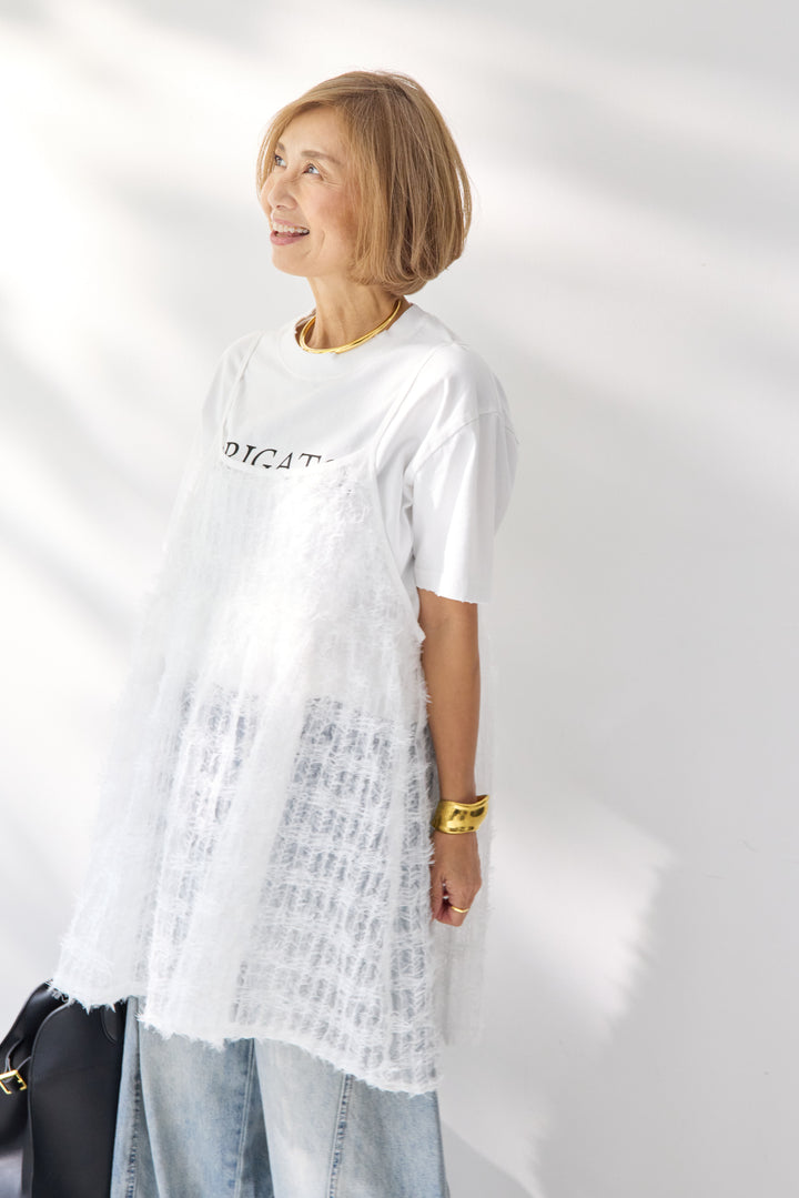 [SET]フェザーチュールキャミソール+ヴィンテージARIGATO Tシャツ(2set)