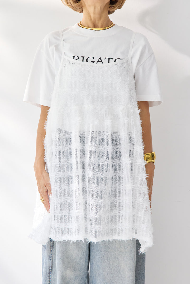 [SET]フェザーチュールキャミソール+ヴィンテージARIGATO Tシャツ(2set)
